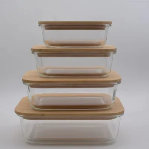 High Borosilicate Glass Food Storage Containers with Bamboo Lids
