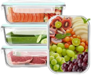 High Borosilicate Glass Heatable Lunch Box Food Storage Container Set with PP Lid Dishwasher Safe Stackable