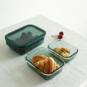 High Borosilicate Glass Kitchen Lunch Box with Plastic Lids Fresh keeping Lunch Box for Office School Students