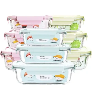 High Borosilicate Heat resistant Glass Preservation Bowl Microwave Compartments Lunch Box Food Storage Container