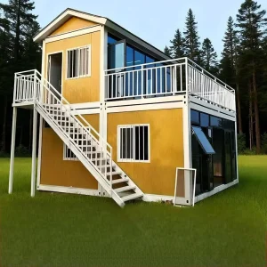 High End Double Floor Modular Villa Glass Wall Detachable Container House Coastal Design 1 Year Warranty for Apartment Hotel Use