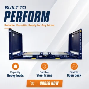 High Load Capacity Industrial Grade 20ft Platform Container Open Side Flat Rack Shipping Container
