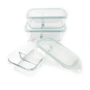 High Quality Rectangular Multifunction Food Container High Borosilicate Glass Airtight Preservation Box with PP Lid