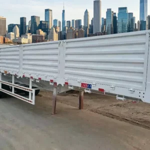 High Strength Leaf Spring Suspension Dropside Cargo Transport Semi Trailer with Over 30000kg Payload