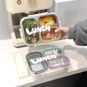 High appearance 304 Stainless Steel Compartment Lunch Box Airtight Odor proof 501 800ml Cartoon Design Perfect for Students