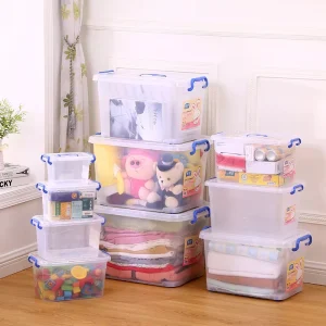 Home Sundries Mini Storage Container with Handle Multifunction Lockable Plastic Stackable Storage Box