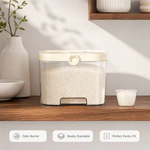 Host-friendly Plastic Rice Storage Tank Enlarged 5L Capacity Moisture-Proof Sealed Grain Container