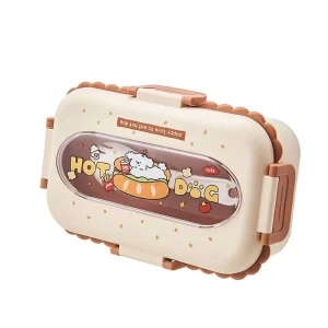 Hot Dog Single-compartment Stainless Steel Lunch Box Insulated Lunch Container Stainless Divided Box Leak-Proof With Spoon
