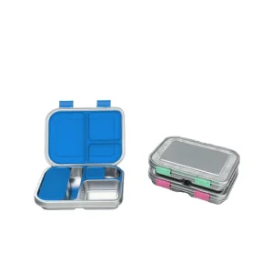 Hot Lunch Box 3 Compart Bento Food Container with Soup Jar Storage Box with Lid 304 Stainless Steel for Kids