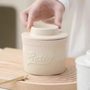 Household Ceramic Butter Storage Container for Lidded Kitchen Ceramic Butter and Cheese Keeper