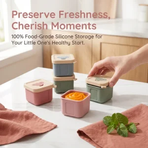 Household Reusable Children’s Meal Preparation Food Storage Box Heated Function 160ml Round Square Silicone Snack Container
