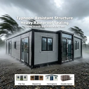 Hurricane Resistant 180mph Rated 3 Bedroom Waterproof Expandable Modular Home with Engineering Certification for Coastal Living