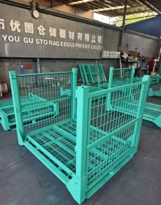 Industrial Heavy Duty Q235 Steel 1000kg Capacity Galvanized Stillage Foldable Wire Mesh Container for Heavy Parts Storage