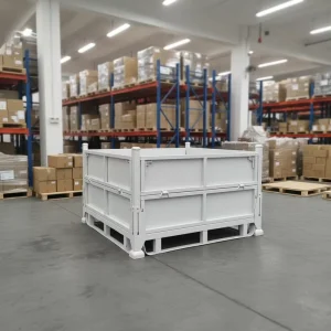 Industrial Steel Foldable Heavy-Duty Secure ISO9001-Certified Grey Storage Container 1000KG Capacity for Workshop Factory Use
