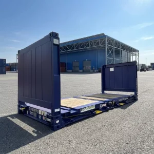 Industrial Strength Steel Floor Weather Resistant Coat Forklift Compatible 20ft Flat Rack Shipping Container