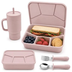 Infant School Bento Box Set Cute Single Lunch Box Water Bottle Microwavable Stainless Spoon Fork for Kids Toddlers