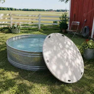 Inflatable Pool Cover for Round Galvanized Stock Tank Pool for Backyard Home Owners
