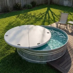 Inflatable Stock Tank Lid for Outdoor Garden Cold Plunge Tub for Ice Bath Enthusiasts