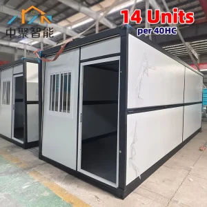 Instant Setup 20ft Flat Roof Foldable Container House Connectable Prefab Folding Modular Prefabricated Homes Office