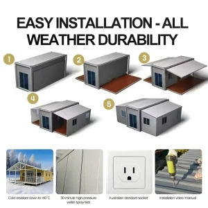 Integral Foaming 40ft 30ft Folding Prefabricated Expandable Tiny Hotel Bungalow House with Bathroom Kitchen for Villa Residence