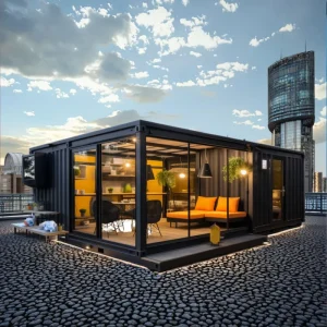 Integrated Outdoor Container House 40ft & 20ft Sizes for Hotels & Homestays One Room & One Hall Steel Material