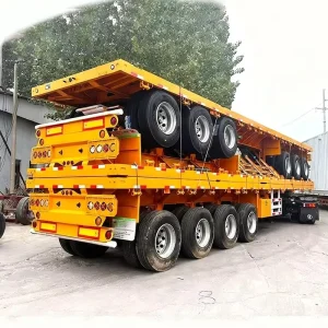 Iron 30 40 60 Tons 3 5 Axles 20ft 50ft Container Flatbed Semi Trailer with 100 Ton Max Payload