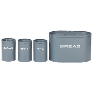 Iron Kitchen Canister Set for Coffee, Sugar, Tea and Bread, Airtight, Thermal Insulated