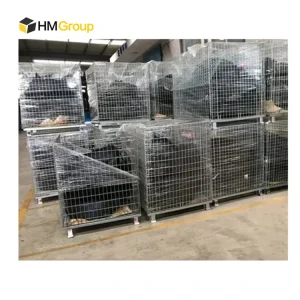 Japanese Half-open Door Collapsible Heavy Duty Foldable Galvanized Metal Steel Stacking Wire Mesh Container for Storage