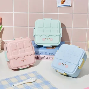 Kids Cute Cartoon Printing 304# Stainless Steel Children Lunch Box 3 COMPARTMENTS Food Container Bento for School Student