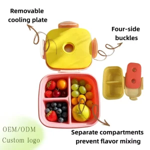 Kids Lunch Box PP BPA Free Leakproof 3 Compartment Bento Lunch Box Food Container Custom Logo