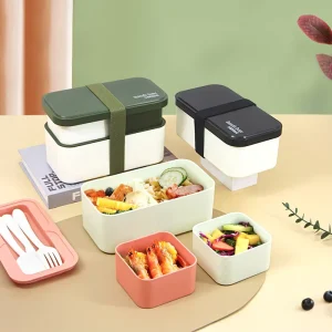 Kids Reusable Leakproof 4 Compartment Plastic Bento Box School Lunch Food Storage Container