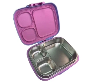 Kids Stainless Steel Leak-Proof Lunch Box School Tiffin Set Two-Piece Food Containers with Different Color and Shape Lids