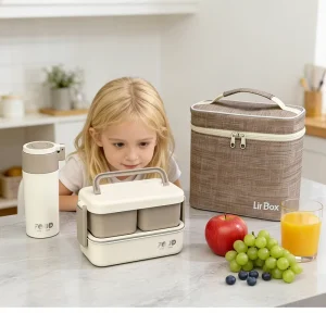 Kids Stainless Steel Multi Grid Food Storage Container Set Portable Tiffin Box Bento Box Lunch Box
