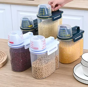 Kitchen Bulk Food Grain Rice Plastic Cereal Dispenser Storage Box Container