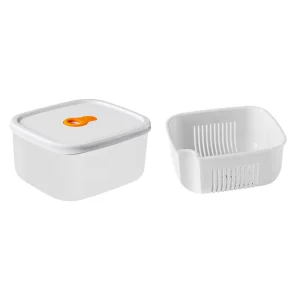 Kitchen Meal Prep Fridge Organizer Chopped Onion Ginger Garlic Storage Box Plastic Food Storage Container With Drain Basket