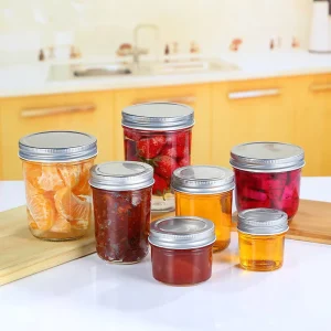 Kitchen Smooth Mason Hot Sauce Storage Canning Jars 8 oz 12 oz 16 oz Glass Chilli Jam Pickle Food Storage Glass Containers