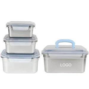 Kitchen Storage 6L Large Airtight Food Container Seal Ring Bento Lunch Box Set Stainless Steel Lunch Box with Plastic Lid
