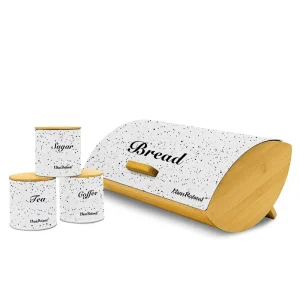 Kitchen Storage Set Bread Bin Canisters Stainless Steel Moisture Proof Sealed Jars Food Storage Organizer