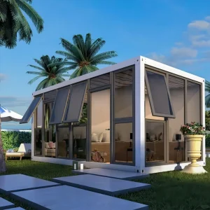 Knock Down Container House Portable Flat pack Container House Modular Container Office with Glass Curtain Wall