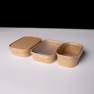Kraft Disposable Food Container with Lid Rectangular Takeaway Meal Fast Food Box OEM Custom Logo Eco Bulk Packaging