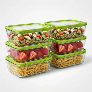 LFGB Approved Borosilicate Glass Lunch Box with Leakproof Seal Oven Safe Meal Prep Container for Supermarket