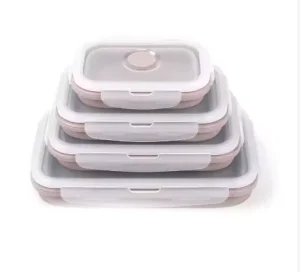 LFGB Grade Heatable Food Grade Silicone Collapsible Lunch Box Travel Friendly Storage Container