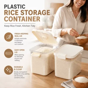 Large 20-Pound Plastic Rice Storage Container Home Use Nordic Style Sealed Insect-Proof Moisture-Proof