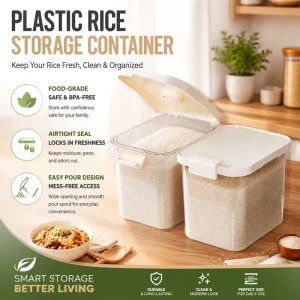 Large 20-Pound Plastic Rice Storage Container Home Use Nordic Style Sealed Insect-Proof Moisture-Proof