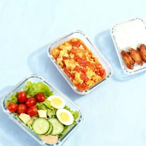 Large Capacity Borosilicate Glass Lunch Box with Locking Lids Leakproof Food Storage Container