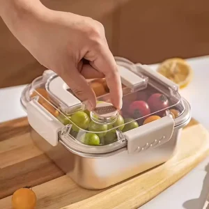 Large Capacity Portable 1800ml 2300ml Food Grade 201 Stainless Steel Bento Box BPA Free Food Storage Container With Handle