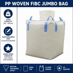 Large Load 2 Ton Capacity PP FIBC Bulk Jumbo Bag With Cross Corner Lifting Loops for Industrial Material Transport