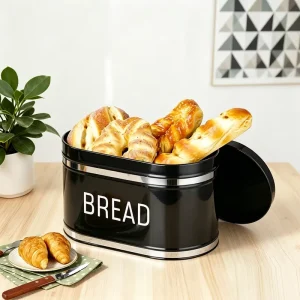 Large Metal Bread Box for Kitchen Counter Food Storage Container with 3 Matching Coffee Tea Sugar Canisters