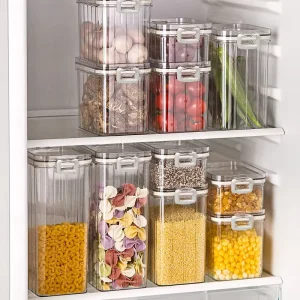 Large Pantry Storage Containers Airtight Eco-Friendly Stackable Foldable Versatile ABS+PET Minimalist Transparent Large