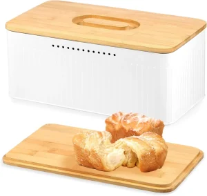 Large Stainless Steel Eco Friendly Moisture Proof Freshness Preservation Bread Storage Container Bamboo Lid Modern Design for